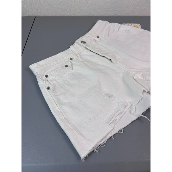Free People women's 28 white denim cutoff high rise‎ distressed casual shorts - Picture 3 of 6